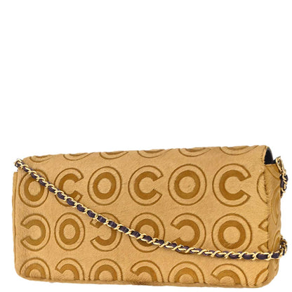Chanel 2000-2002 Brown Pony Hair East West Shoulder Bag