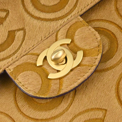 Chanel 2000-2002 Brown Pony Hair East West Shoulder Bag