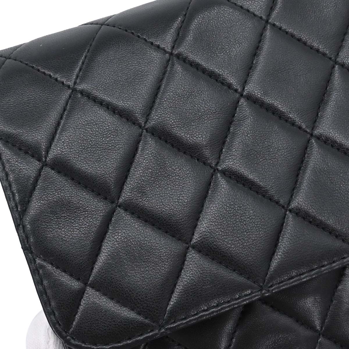 Chanel 1996-1997 Black Lambskin Pushlock Medium Half Flap Shoulder Bag