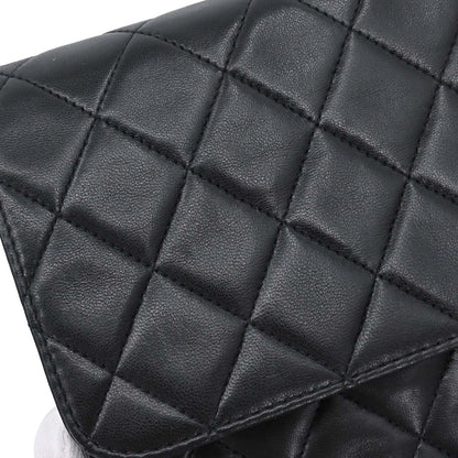 Chanel 1996-1997 Black Lambskin Pushlock Medium Half Flap Shoulder Bag