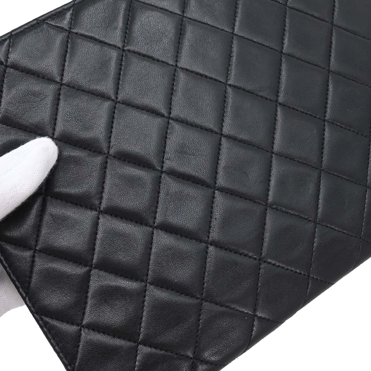 Chanel 1996-1997 Black Lambskin Pushlock Medium Half Flap Shoulder Bag