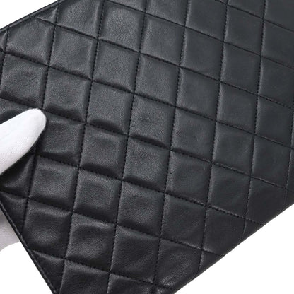 Chanel 1996-1997 Black Lambskin Pushlock Medium Half Flap Shoulder Bag