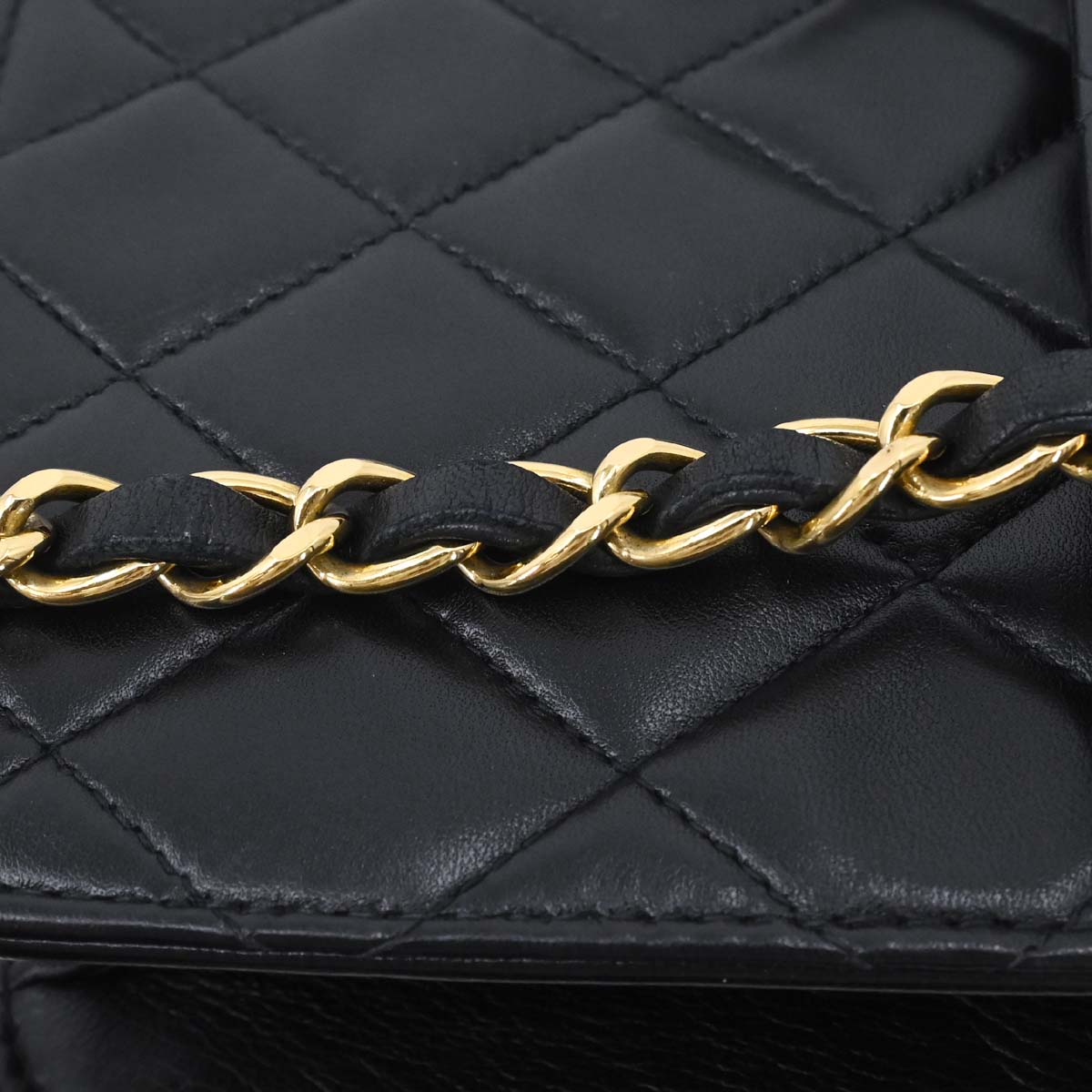 Chanel 1996-1997 Black Lambskin Pushlock Medium Half Flap Shoulder Bag