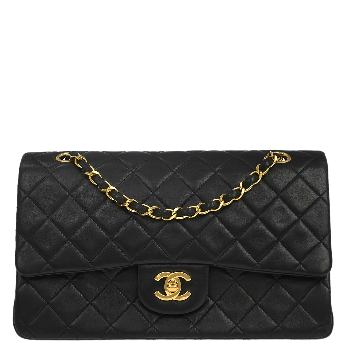 Chanel Black Lambskin Medium Classic Double Flap Shoulder Bag
