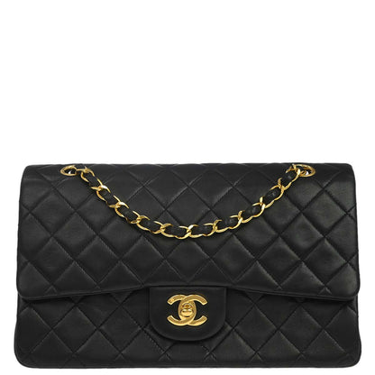Chanel Black Lambskin Medium Classic Double Flap Shoulder Bag
