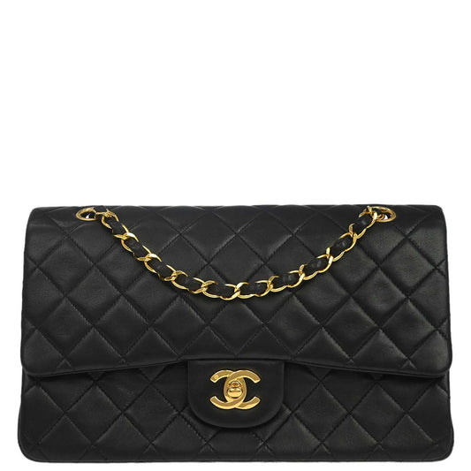 Chanel Black Lambskin Medium Classic Double Flap Shoulder Bag