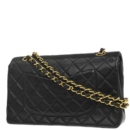 Chanel Black Lambskin Medium Classic Double Flap Shoulder Bag