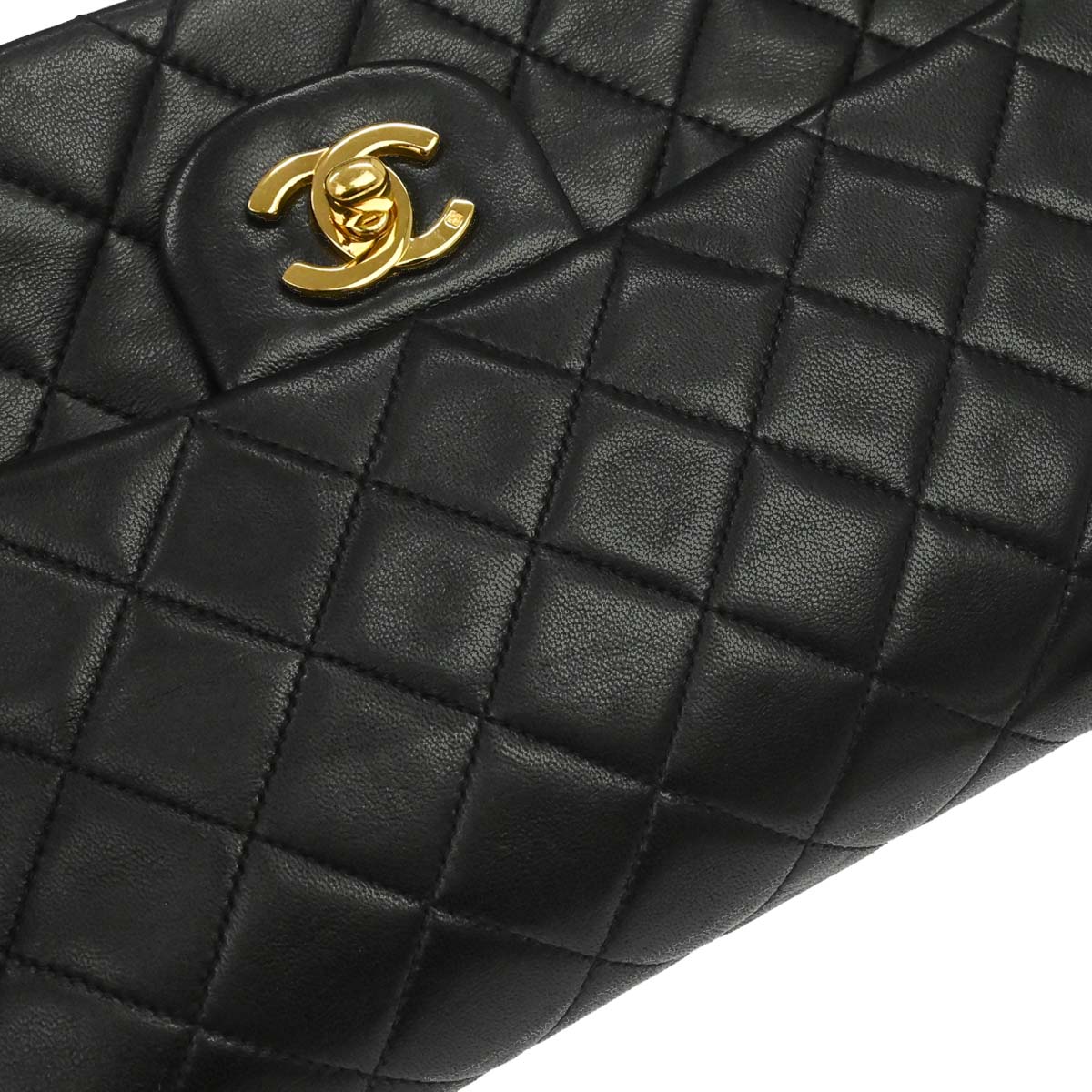 Chanel Black Lambskin Medium Classic Double Flap Shoulder Bag