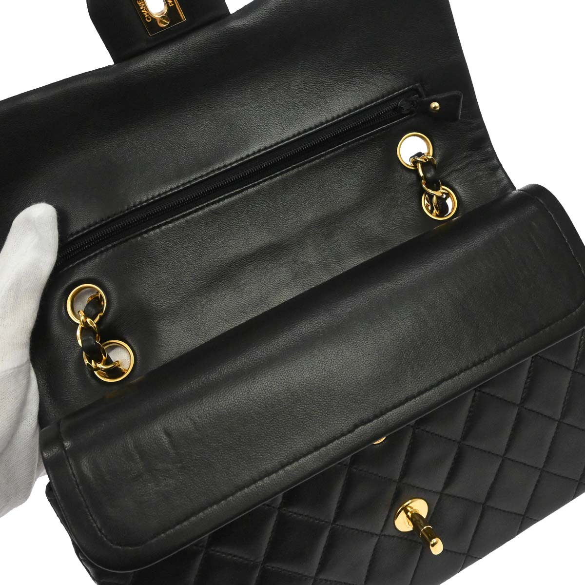 Chanel Black Lambskin Medium Classic Double Flap Shoulder Bag