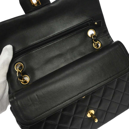 Chanel Black Lambskin Medium Classic Double Flap Shoulder Bag