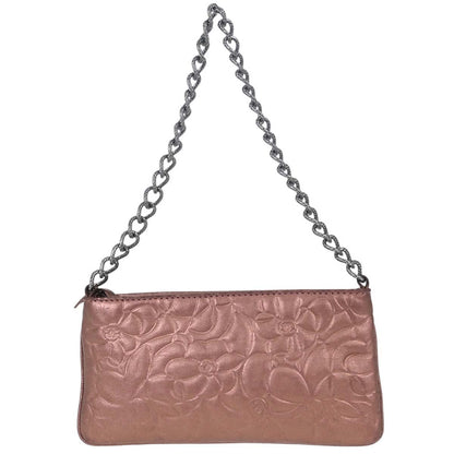 Chanel 2003-2004 Metallic Pink Lambskin Camellia Mini Pochette Handbag