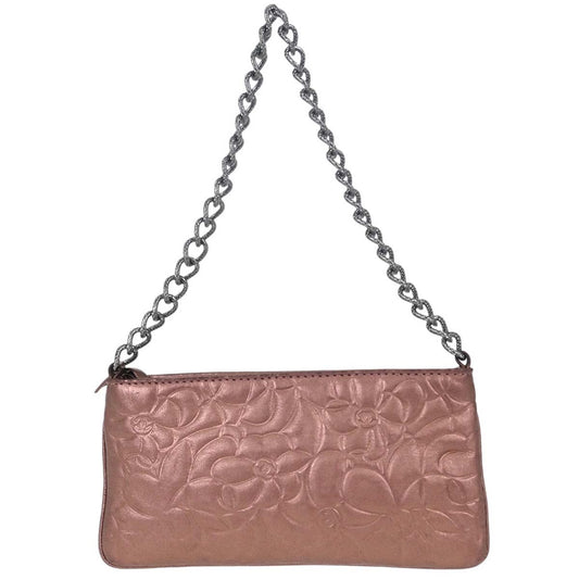 Chanel 2003-2004 Metallic Pink Lambskin Camellia Mini Pochette Handbag