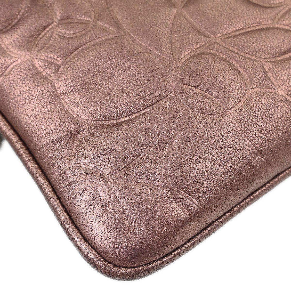 Chanel 2003-2004 Metallic Pink Lambskin Camellia Mini Pochette Handbag