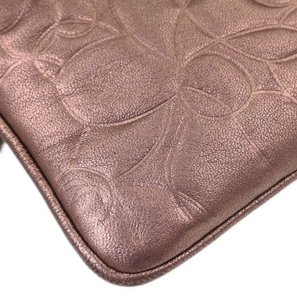 Chanel 2003-2004 Metallic Pink Lambskin Camellia Mini Pochette Handbag