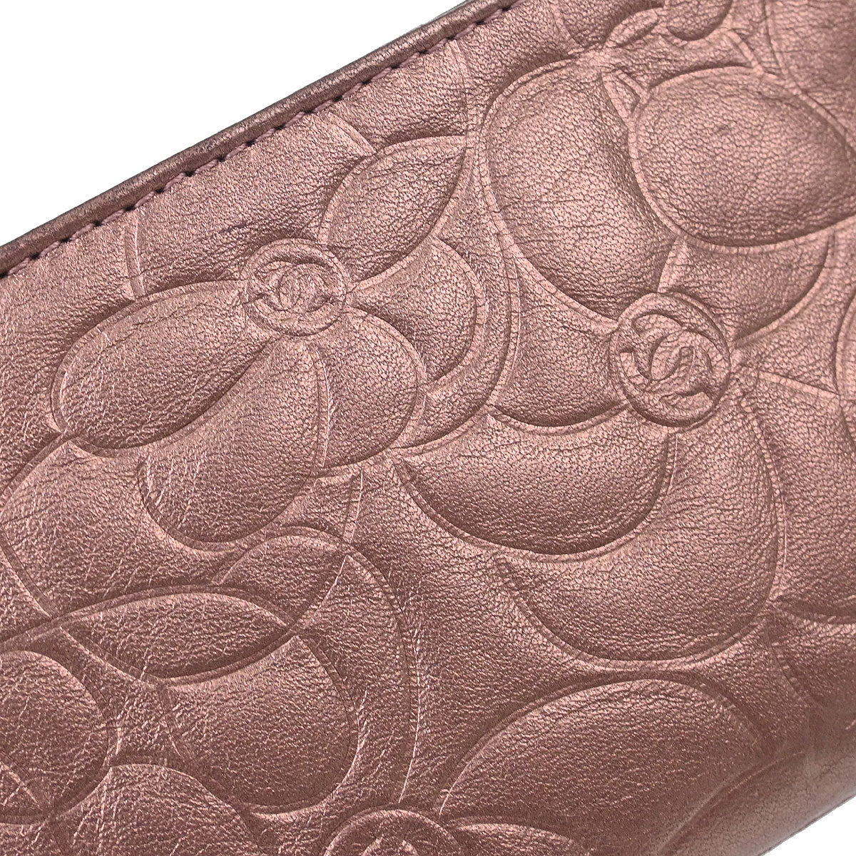 Chanel 2003-2004 Metallic Pink Lambskin Camellia Mini Pochette Handbag