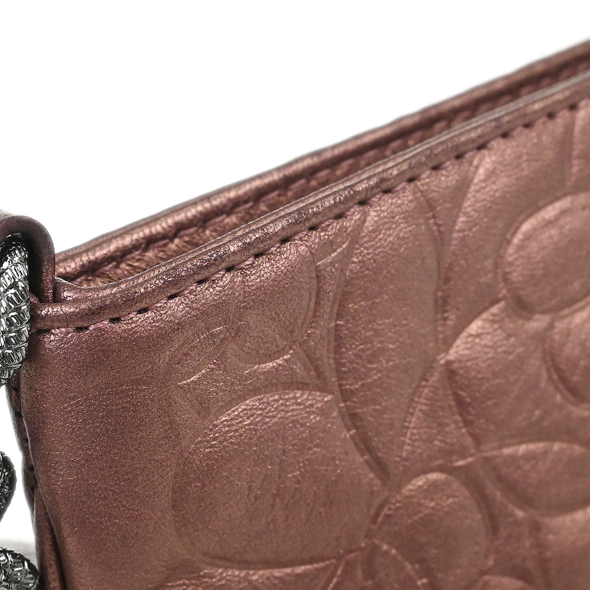 Chanel 2003-2004 Metallic Pink Lambskin Camellia Mini Pochette Handbag