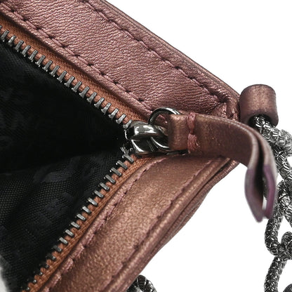 Chanel 2003-2004 Metallic Pink Lambskin Camellia Mini Pochette Handbag