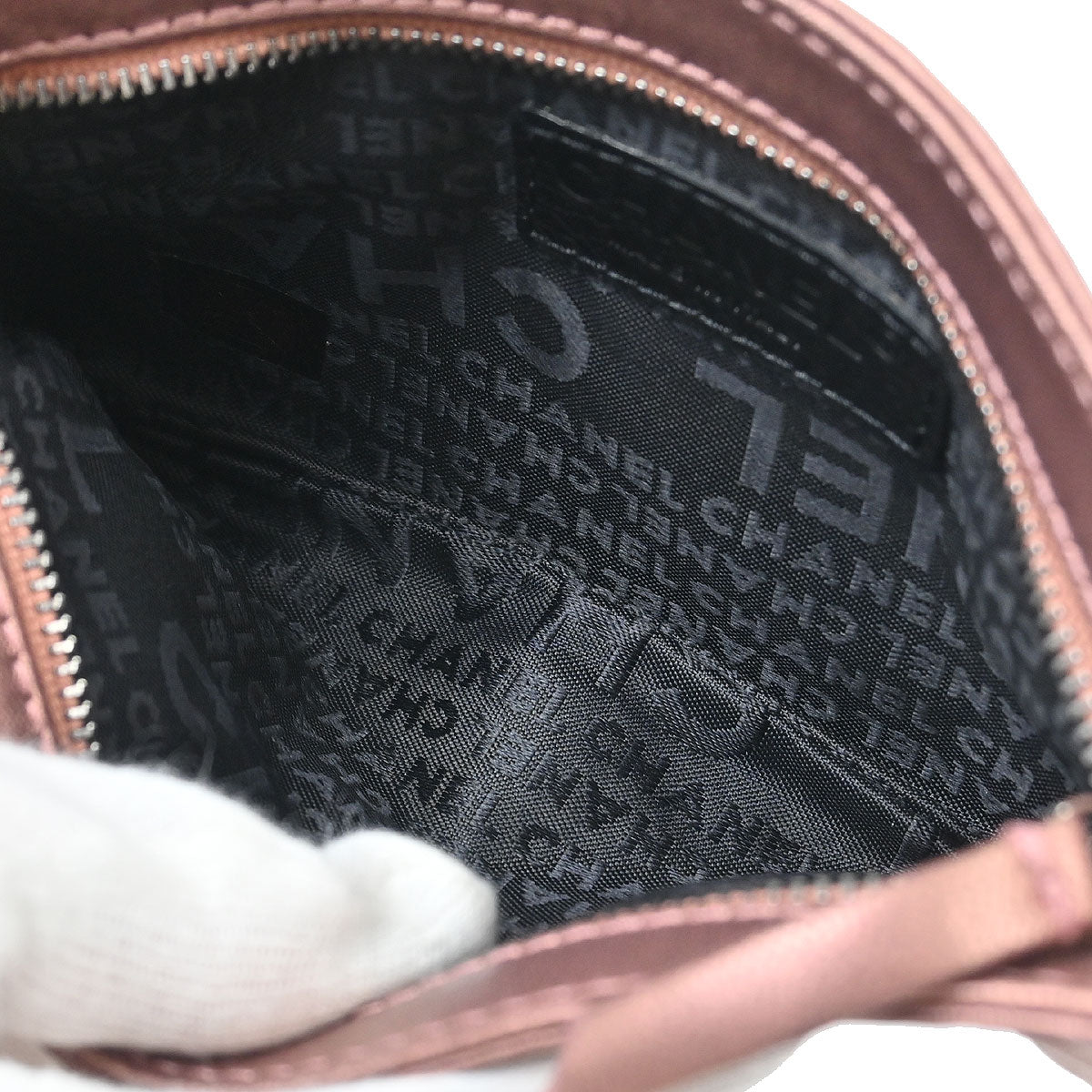 Chanel 2003-2004 Metallic Pink Lambskin Camellia Mini Pochette Handbag
