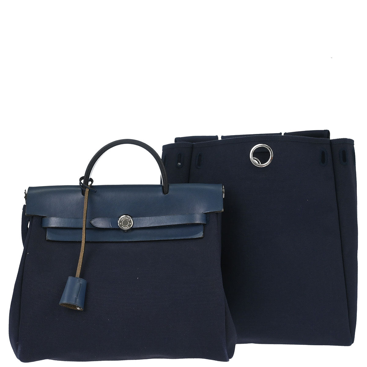 Hermes Navy Toile Officier Herbag a Dos 2 in 1 Backpack