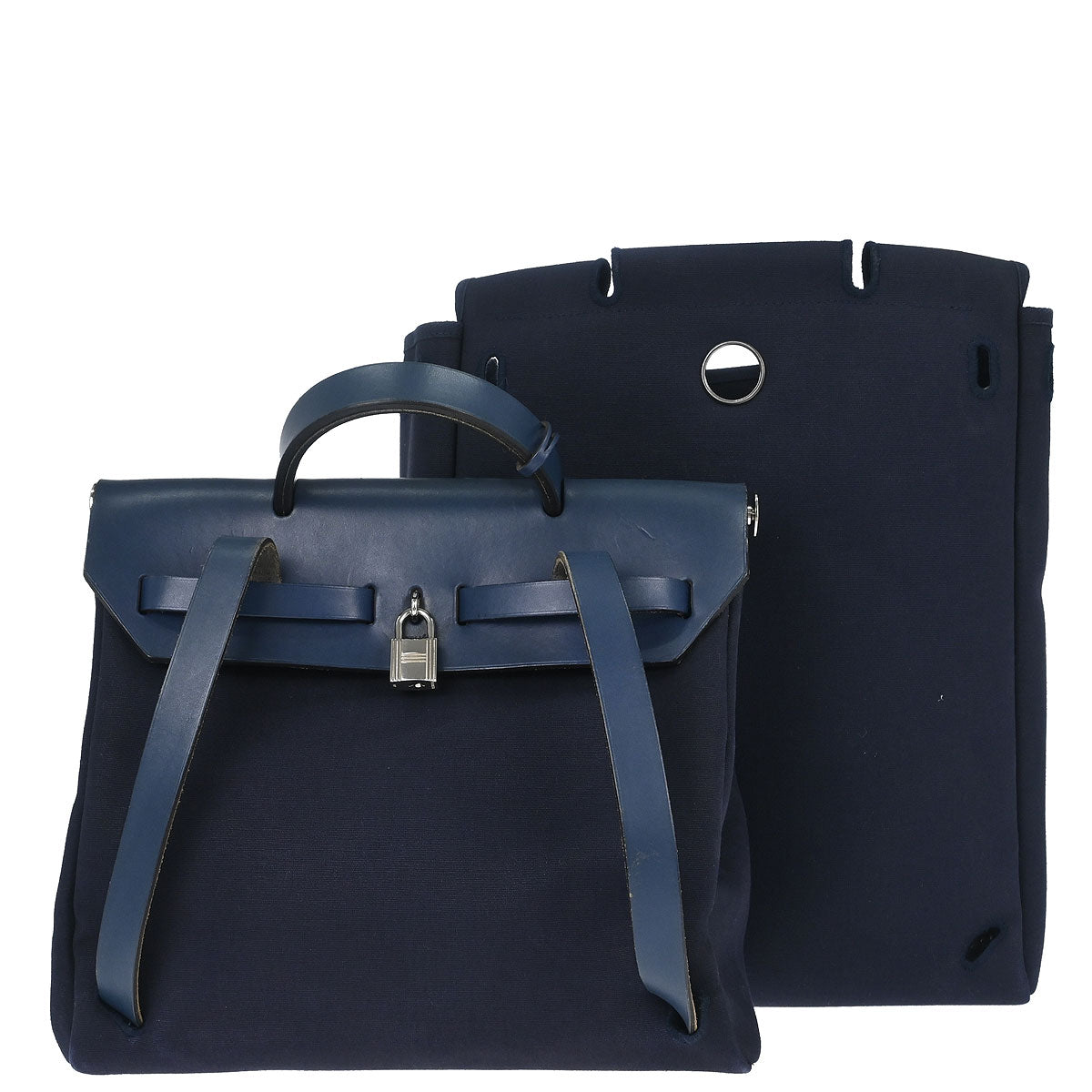 Hermes Navy Toile Officier Herbag a Dos 2 in 1 Backpack