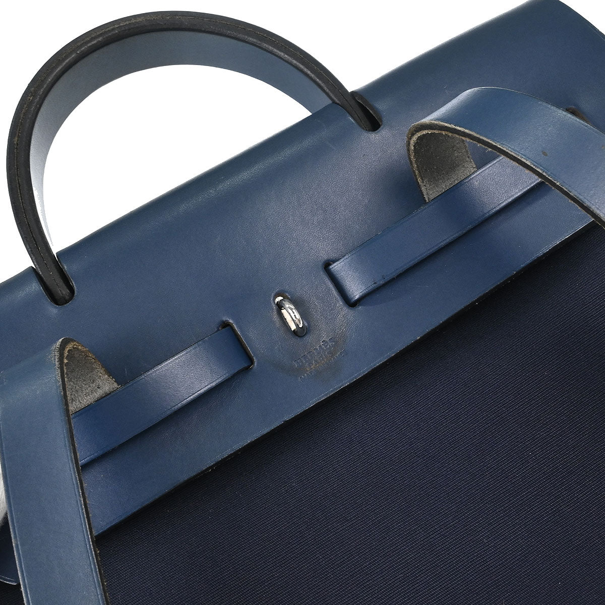 Hermes Navy Toile Officier Herbag a Dos 2 in 1 Backpack