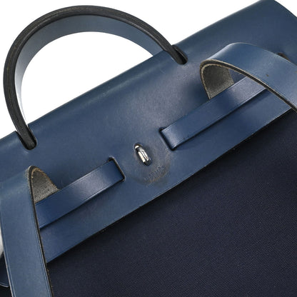 Hermes Navy Toile Officier Herbag a Dos 2 in 1 Backpack