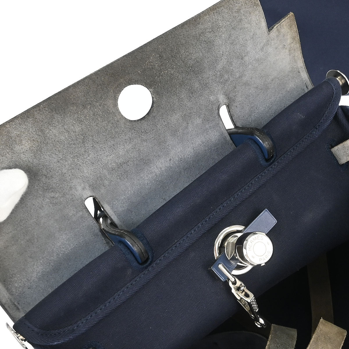 Hermes Navy Toile Officier Herbag a Dos 2 in 1 Backpack