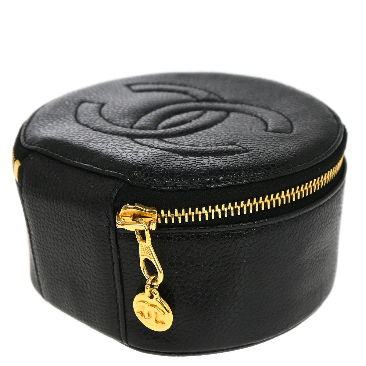 Chanel 1991-1994 Black Caviar Skin Jewelry Case Pouch