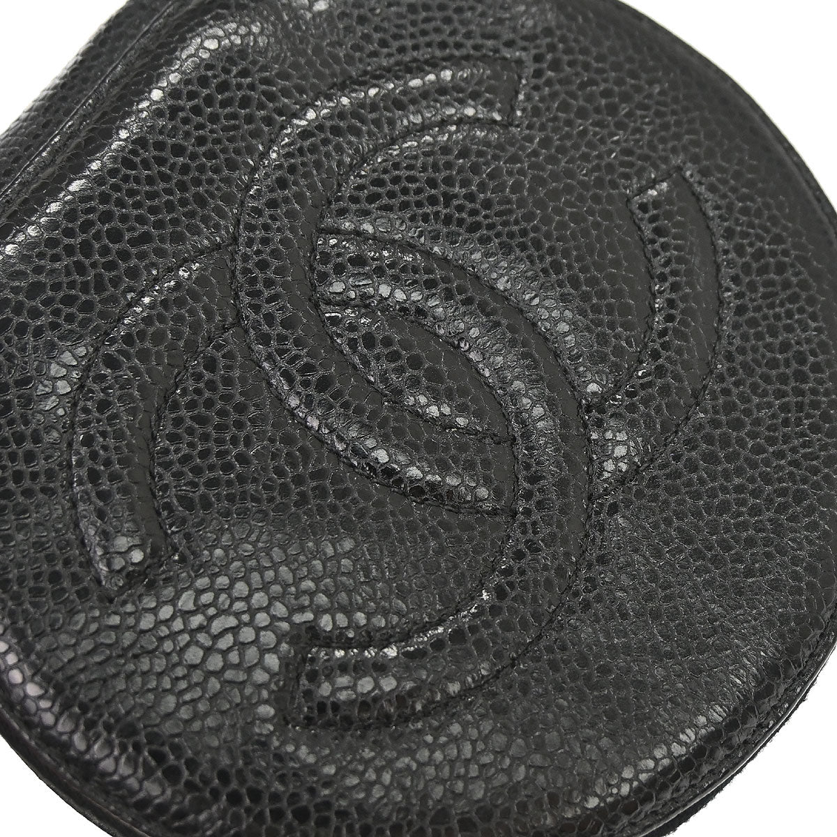 Chanel 1991-1994 Black Caviar Skin Jewelry Case Pouch