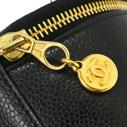 Chanel 1991-1994 Black Caviar Skin Jewelry Case Pouch
