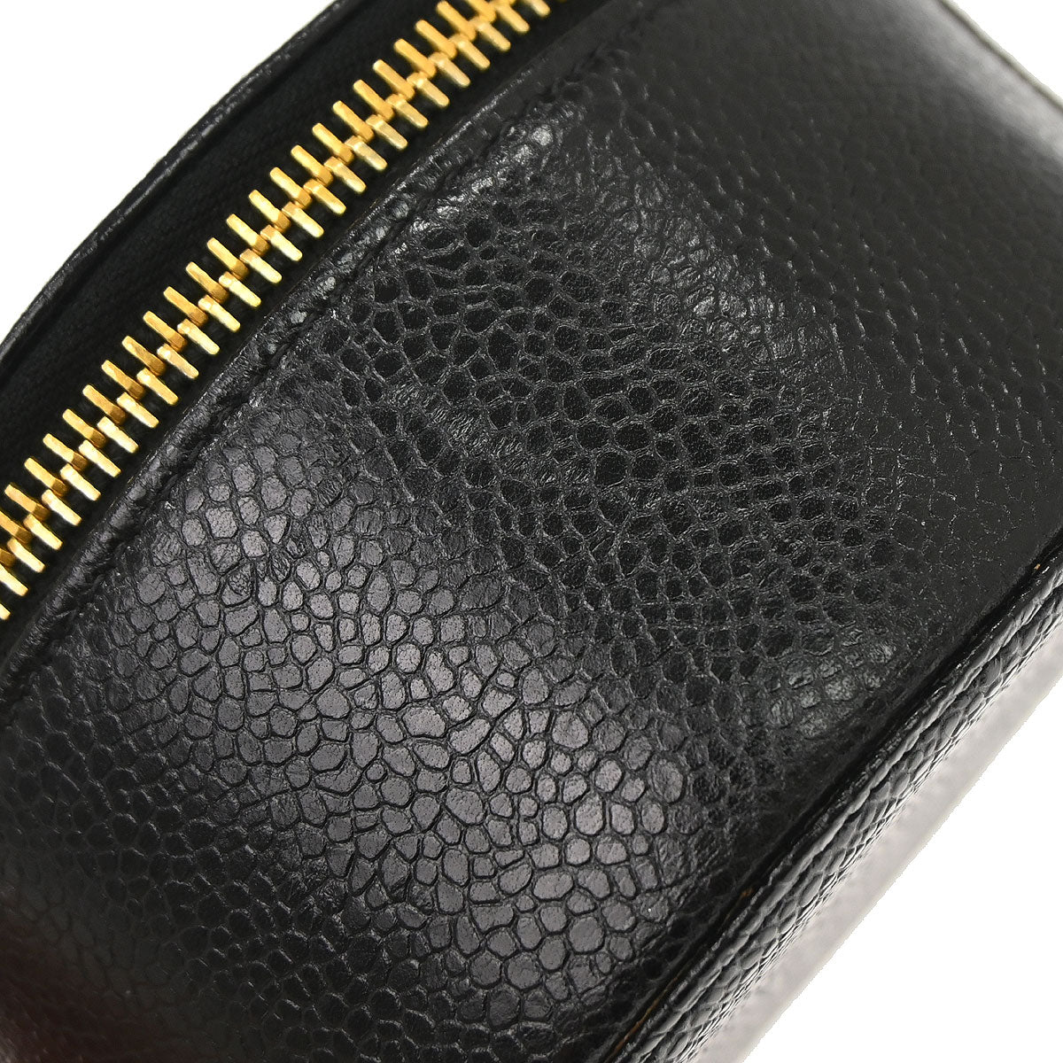 Chanel 1991-1994 Black Caviar Skin Jewelry Case Pouch