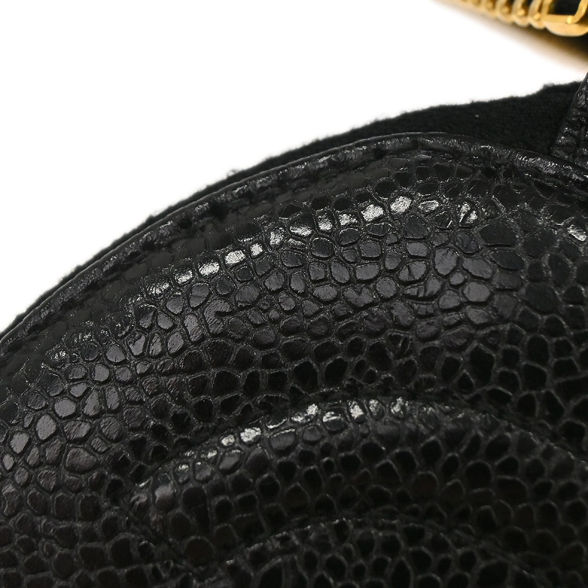 Chanel 1991-1994 Black Caviar Skin Jewelry Case Pouch