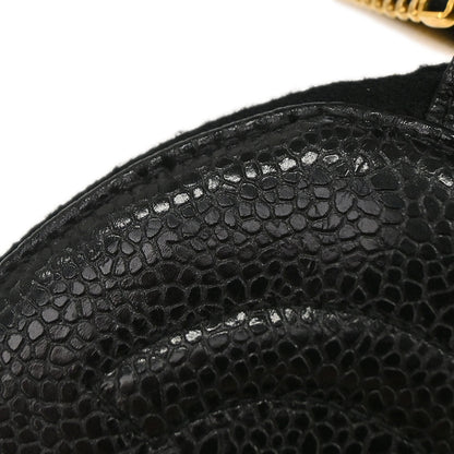 Chanel 1991-1994 Black Caviar Skin Jewelry Case Pouch