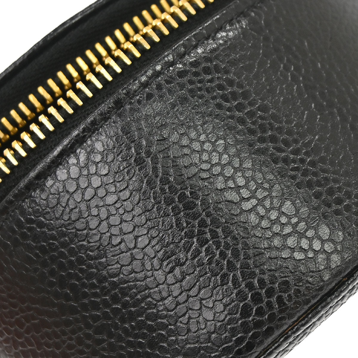 Chanel 1991-1994 Black Caviar Skin Jewelry Case Pouch