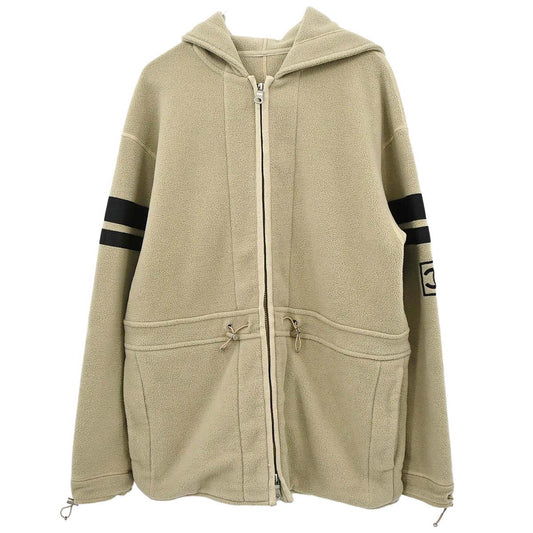 Chanel 2002 Sport Line Zip Up Hooded Jacket Beige #38