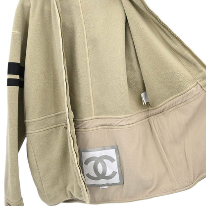 Chanel 2002 Sport Line Zip Up Hooded Jacket Beige #38