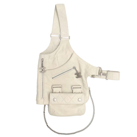 Chanel White Lambskin Jacket Bag Body Bag