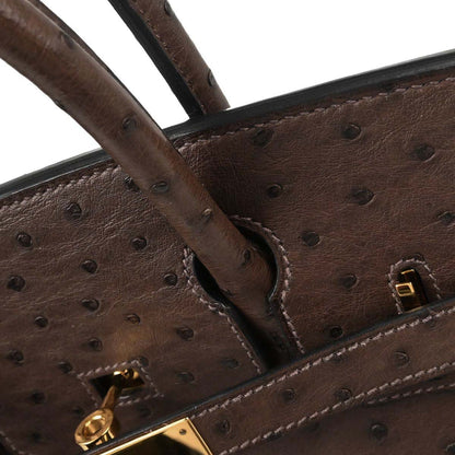 Hermes * Marron fonce Ostrich Birkin 30 Handbag