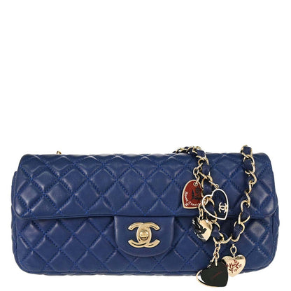 Chanel 2009-2010 Blue Lambskin Valentine East West Shoulder Bag