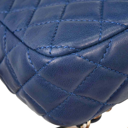 Chanel 2009-2010 Blue Lambskin Valentine East West Shoulder Bag