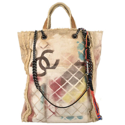 Chanel Beige Canvas Bricolage Graffiti Tote Handbag