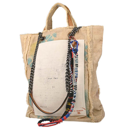 Chanel Beige Canvas Bricolage Graffiti Tote Handbag