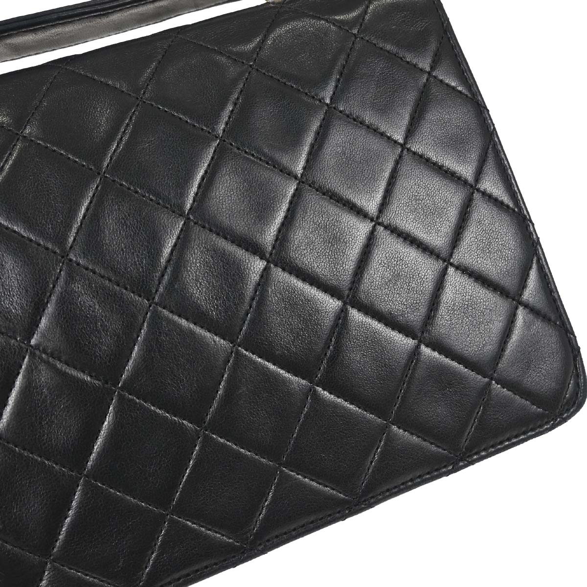 Chanel 1989-1991 Black Lambskin Double Turnlock 2way Shoulder Handbag