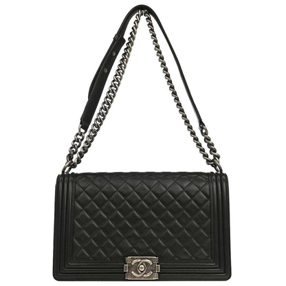 Boy Chanel 2014-2015 Black Lambskin Medium Shoulder Bag