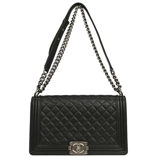 Boy Chanel 2014-2015 Black Lambskin Medium Shoulder Bag