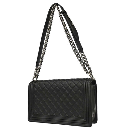 Boy Chanel 2014-2015 Black Lambskin Medium Shoulder Bag