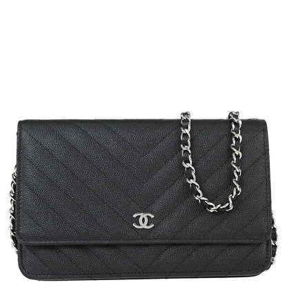 Chanel 2018 Black Caviar Skin Classic WOC Wallet on Chain Bag