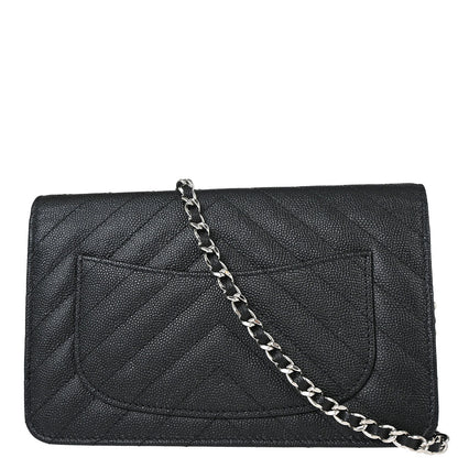 Chanel 2018 Black Caviar Skin Classic WOC Wallet on Chain Bag