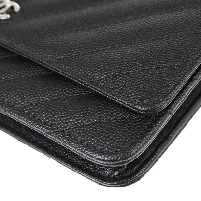 Chanel 2018 Black Caviar Skin Classic WOC Wallet on Chain Bag