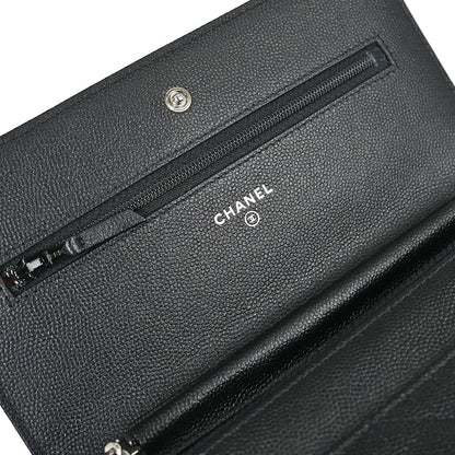 Chanel 2018 Black Caviar Skin Classic WOC Wallet on Chain Bag